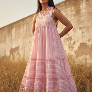 Pink Tiered Maxi Dress | Soft Girl Aesthetic | Flowy Summer Dress | Size L